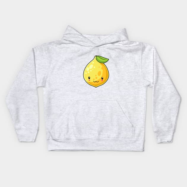 Kawaii lemon fruit Kids Hoodie by Japanese Designs